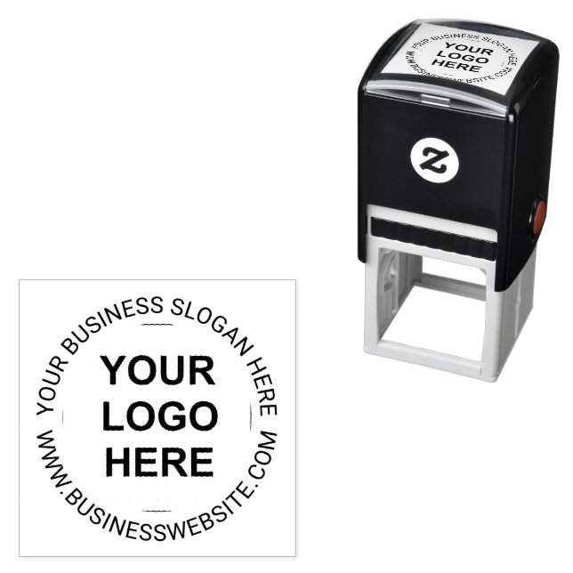 Tampon Auto-encreur Slogan Website Business Logo Self-Inking (En situation)