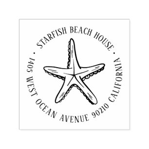 Tampon Auto-encreur Starfish vintage Nom personnalisé Adresse de retou