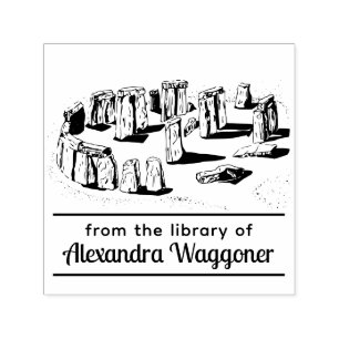 Tampon Auto-encreur Stonehenge « De la bibliothèque de » Nom du livre