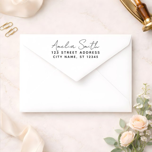 Tampon Auto-encreur Style d'écriture personnalisé Nom & Adresse      (Créateur téléchargé)