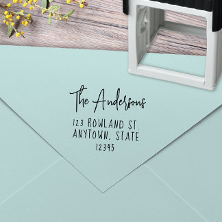Tampon Auto-encreur Style Farmhouse moderne Type Script Adresse de ret