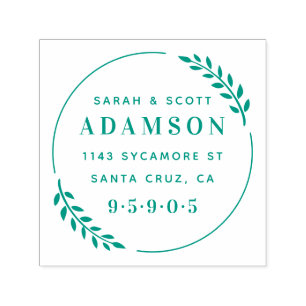 Tampon Auto-encreur Stylish Modern Wreath Newt Weds Return Adresse