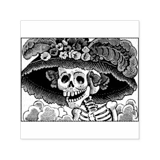 Tampon Auto-encreur Sugar Skull Lady in Floral Sun Hat Pop Art Graphic