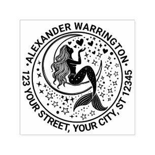 Tampon Auto-encreur Sulfure de sirène Crescent Moon Nom Adresse de ret