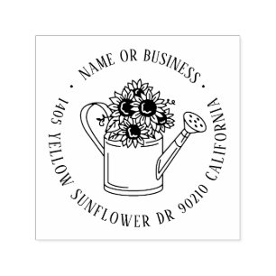 Tampon Auto-encreur Sunflower Floral Garden Nom personnalisé Adresse d