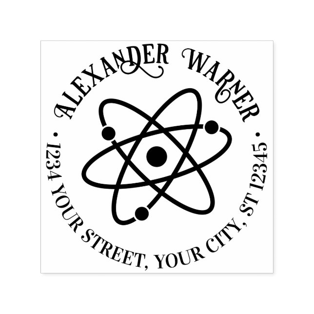 Tampon Auto-encreur Symbole Atom #2 Nom Adresse de retour (Design)