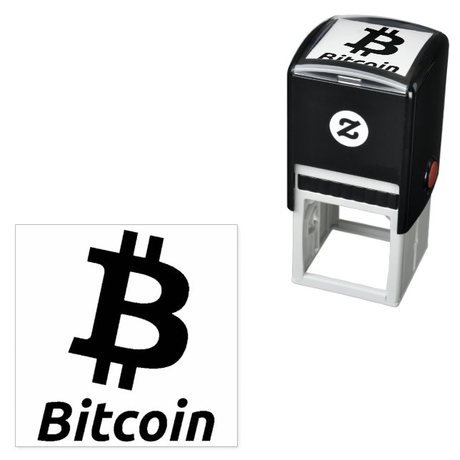 Tampon Auto-encreur Symbole Bitcoin auto-encre en caoutchouc Timbre ₿ (En situation)