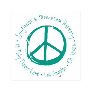 Tampon Auto-encreur Symbole de la paix Pas de guerre Hippie Amour Sign
