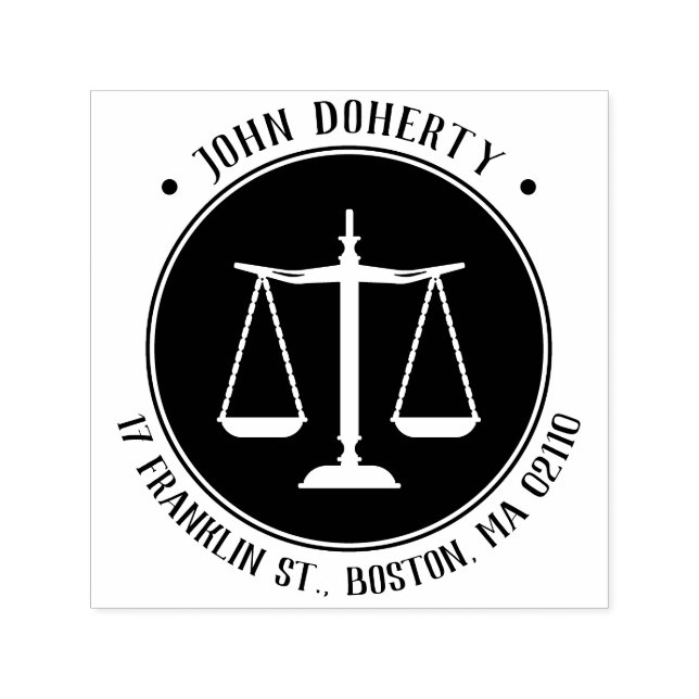 Tampon Auto-encreur SYMBOLE ÉCHELON DE JUSTICE | Adresse ronde (Design)