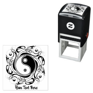 Tampon Auto-encreur Symbole Yin & Yang style de tatouage noir et blanc