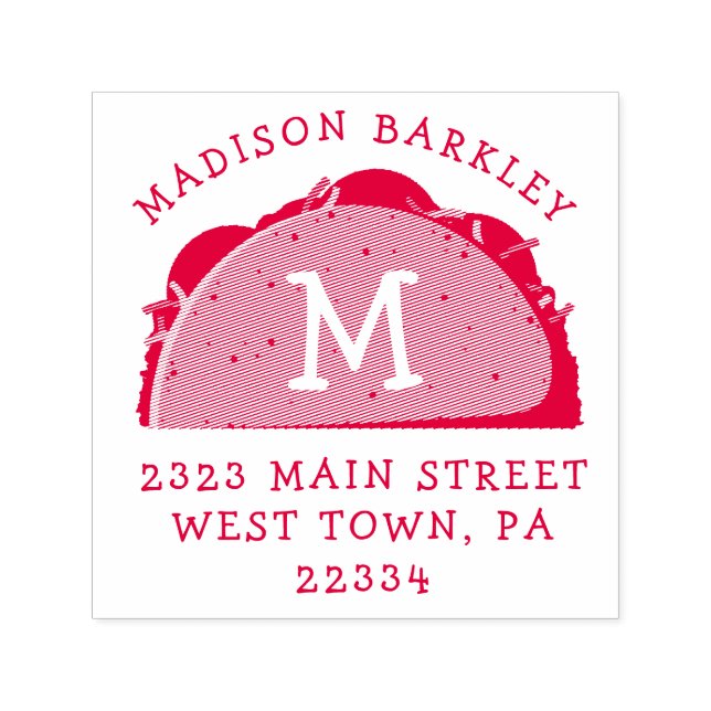 Tampon Auto-encreur Taco Cute Kids Adresse de retour Timbre (Design)