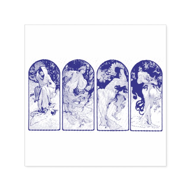 TAMPON AUTO-ENCREUR  TAPIS DE CAOUTCHOUC : MUCHA : SAISONS (Design)
