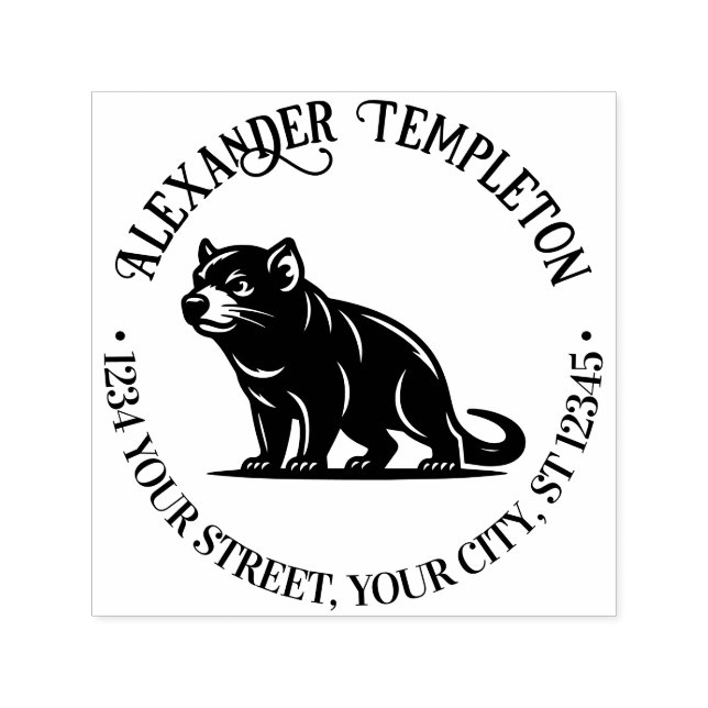Tampon Auto-encreur Tasmanian Diable Australie Nom Adresse de retour # (Design)