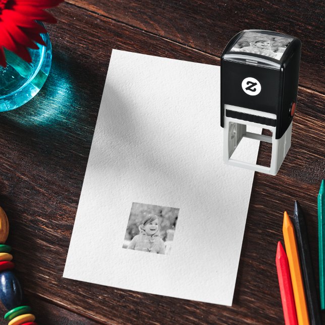 Tampon Auto-encreur Télécharger Selfie et créer une photo personnalisé (Upload Selfie and Create Custom Personalized Photo Self-inking Stamp)