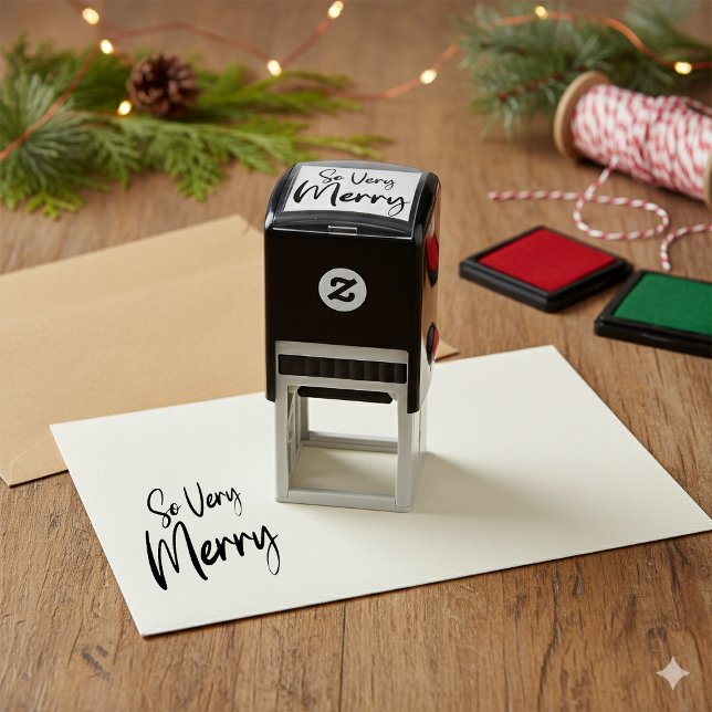 Tampon Auto-encreur Tellement Joyeux Festif Noël (So Very Merry Festive Christmas Holiday Self-inking Stamp)