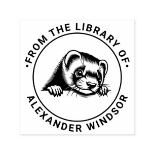 Tampon Auto-encreur Tête de furet mignonne dépassant du nom du livre d