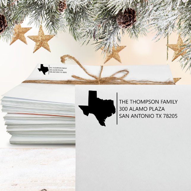 Tampon Auto-encreur Texas Pride Family Holiday Mariage Adresse de reto (Créateur téléchargé)