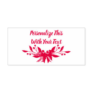 Tampon Auto-encreur Texte personnalisé Holly et Berry Noël