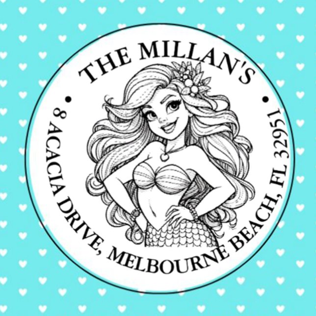 Tampon Auto-encreur Thème de la mignonne Fête de sirène (perfect for adding fun and charm to notes, crafts, or gifts!)