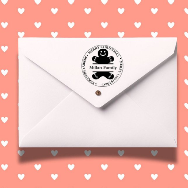 Tampon Auto-encreur Thème de l'homme Christmas Gingpain (Celebrate the holidays with a charming Christmas Gingerbread man self-inking stamp )