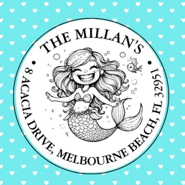 Tampon Auto-encreur Thème Funny Mermaid Pool (Add a splash of joy to your celebrations with our funny mermaid party theme self-inking stamp)