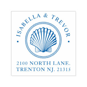 Tampon Auto-encreur Thème nautique Mariage Vintage Oyster Personnalisé