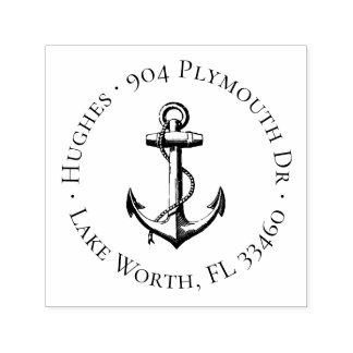 Tampon Auto-encreur Timbre d'adresse circulaire d'Ancre vintage