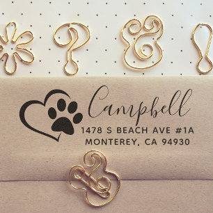 Tampon Auto-encreur Timbre D'Adresse De Chien Personnalisé Avec Coeur