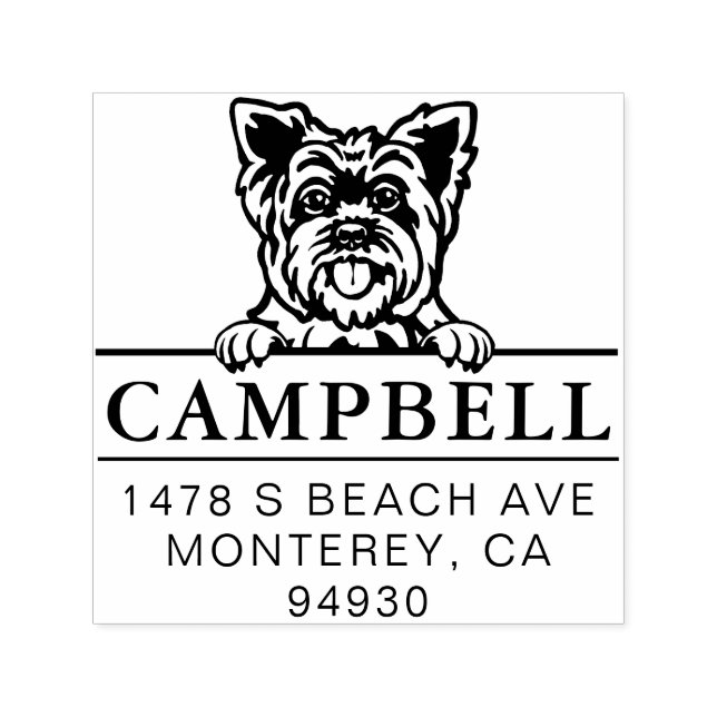 Tampon Auto-encreur Timbre d'adresse de chien personnalisé du Yorkshir (Design)