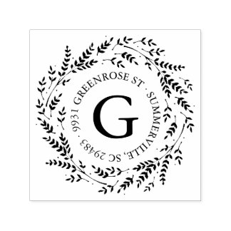 Tampon Auto-encreur Timbre d'adresse de monogramme de couronne rustiqu