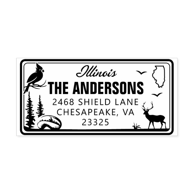 Tampon Auto-encreur Timbre d'adresse de plaque de licence Illinois per (Design)