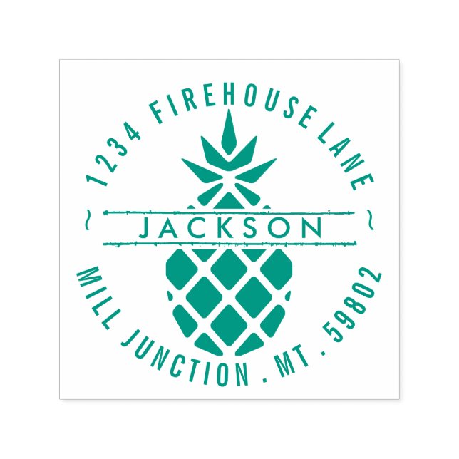 Tampon Auto-encreur Timbre d'adresse de retour auto-alimentée à ananas (Design)