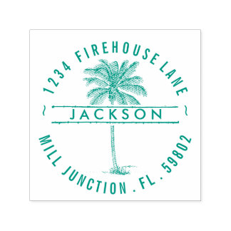 Tampon Auto-encreur Timbre d'adresse de retour auto-alimentée Palm Tre