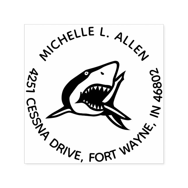 Tampon Auto-encreur Timbre d'adresse de retour d'arrondi de requin per (Design)