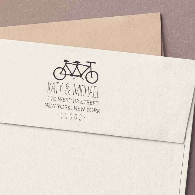 Tampon Auto-encreur Timbre d'adresse de retour de bicyclette Tandem (Créateur téléchargé)