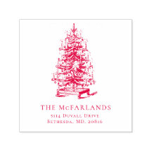 Timbre d'adresse de retour de l'arbre de Noël