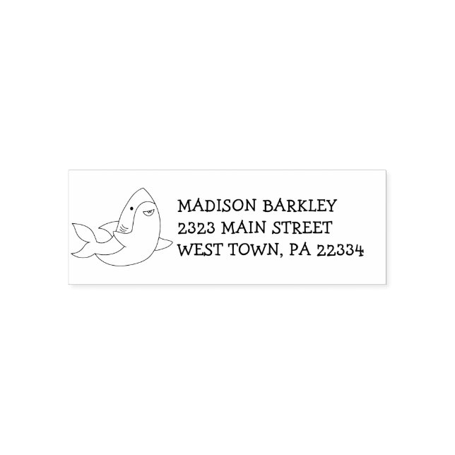 Tampon Auto-encreur Timbre d'adresse de retour de Shark Kid's Cute Kaw (Design)