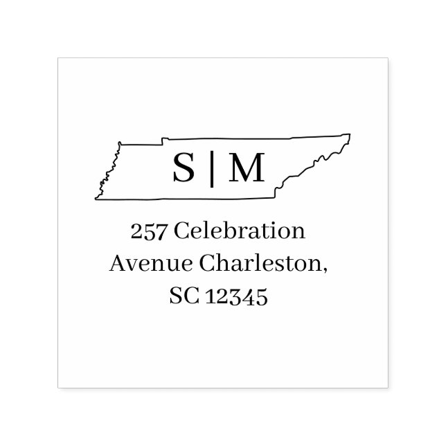 Tampon Auto-encreur Timbre d'adresse de retour du monogramme Tennessee (Design)