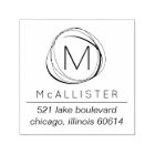 Timbre d'adresse de retour Monogramme Abstrait mod