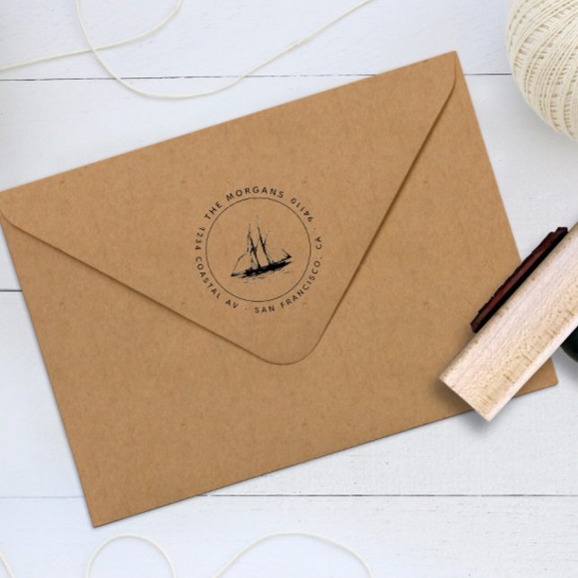 Tampon Auto-encreur Timbre d'adresse de retour personnalisée du bateau (Créateur téléchargé)