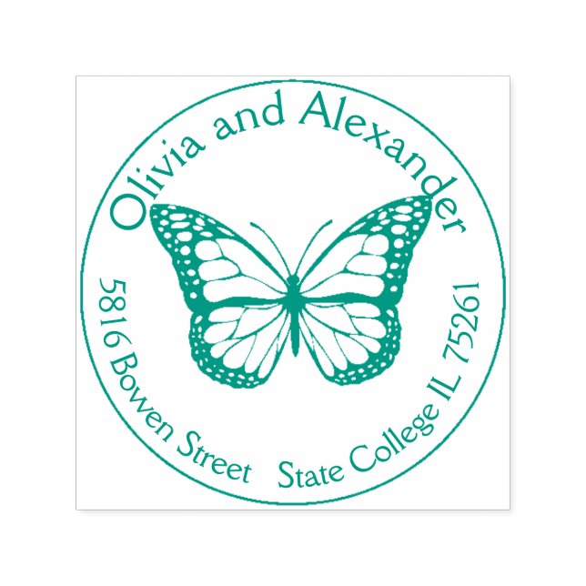 Tampon Auto-encreur Timbre d'adresse de retour personnalisée Monarch B (Design)