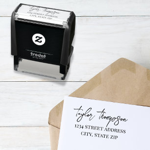 Tampon Auto-encreur Timbre d'adresse de retour Script Flirt