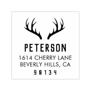 Tampon Auto-encreur Timbre d'adresse de retour Vintage Antler moderne