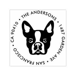 Tampon Auto-encreur Timbre d'adresse, timbre d'adresse de bulldog fran