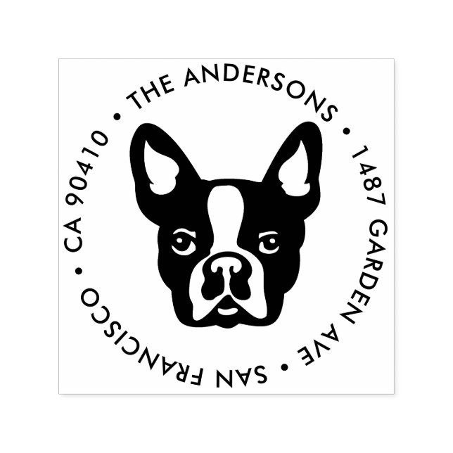 Tampon Auto-encreur Timbre d'adresse, timbre d'adresse de bulldog fran (Design)