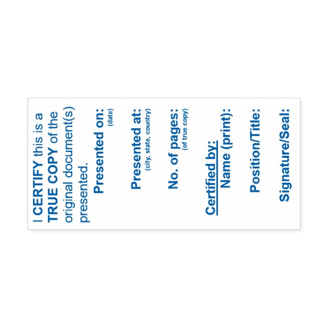 Tampon Auto-encreur Timbre de copie certifié conforme (bleu) (Design)