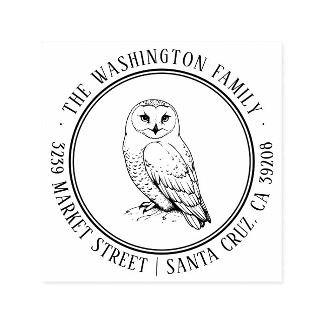 Tampon Auto-encreur Timbre de l'adresse du hibou des neiges (Design)