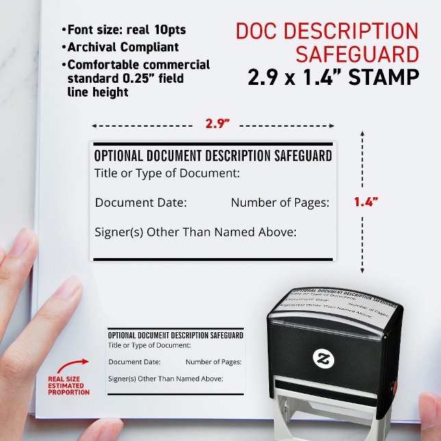 Tampon Auto-encreur Timbre de sauvegarde de la description du document (Notary Document Description Safeguard small self-inking stamp anti-fraud protection mobile tools.)
