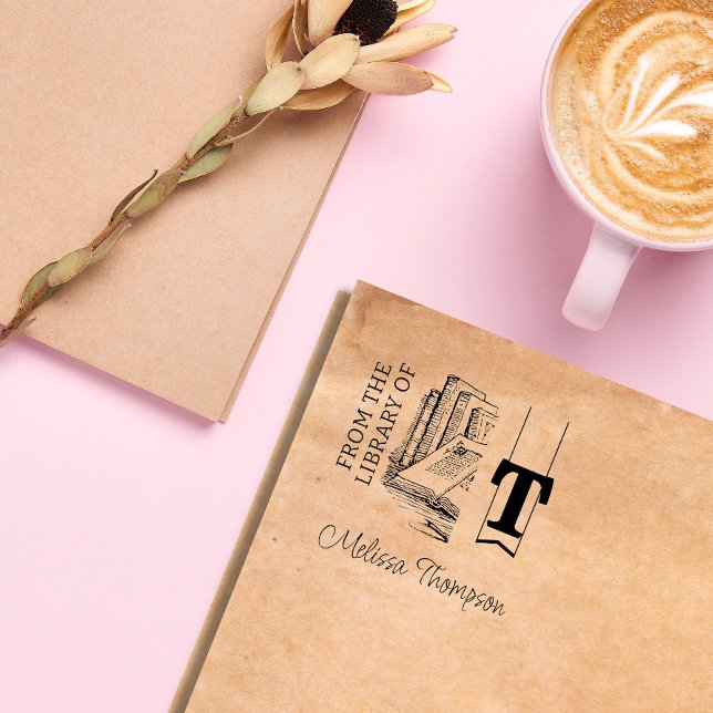 Tampon Auto-encreur Timbre du livre autoalimenté Monogramme (Créateur téléchargé)