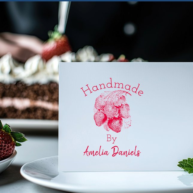 Tampon Auto-encreur Timbre en caoutchouc de fraise d'été Luscieux (Créateur téléchargé)